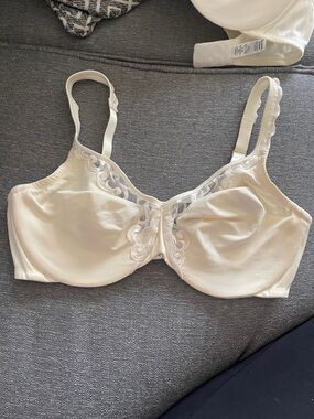 Lilyette Cream Full-Coverage Lace-Trim Support Bra